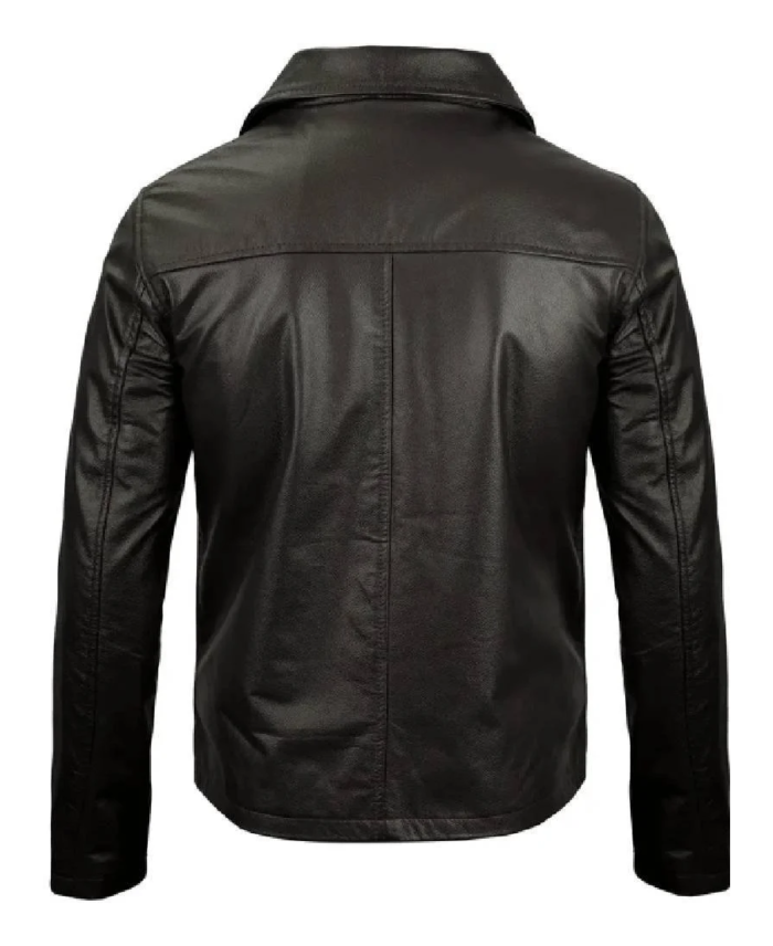 Shop The Mens Black Cowhide Leather Jacket Back