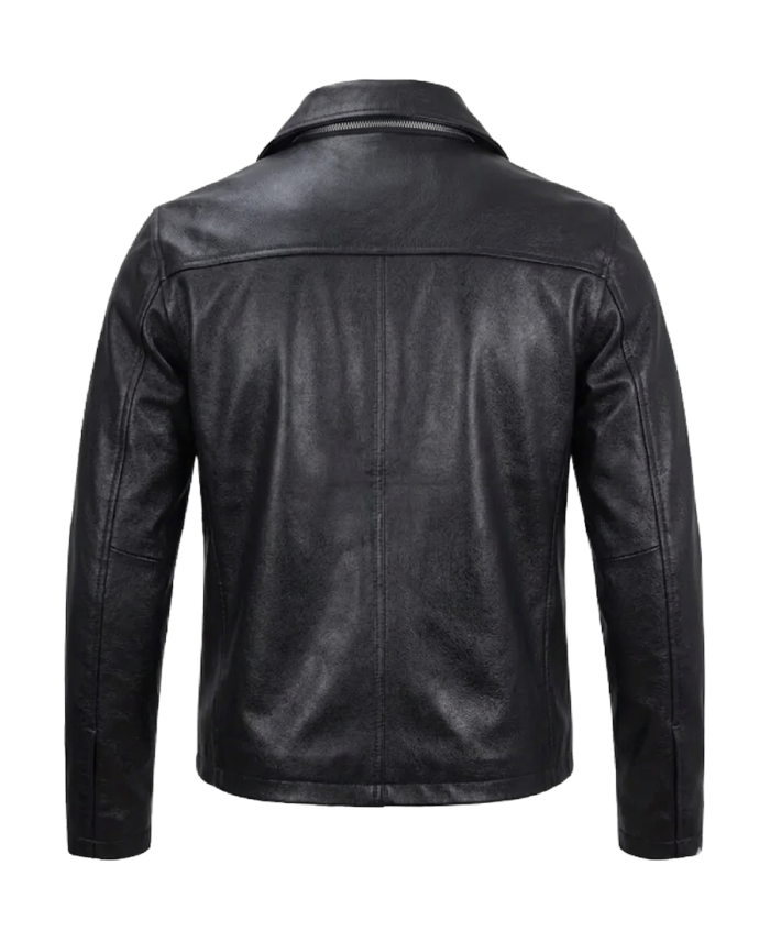Shop The Mens Black Harrington Cowhide Leather Jacket Back