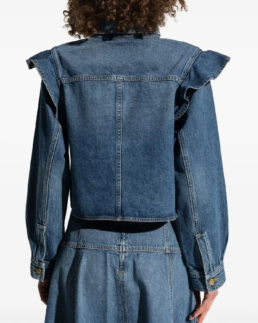 Shop The Ulla Johnson Ruffle-Detail Denim Shirt - Trendy Leather Jackets