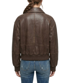 Shop The Womens Brown Leather Bomber Jacket - Trendy Leather Jackets