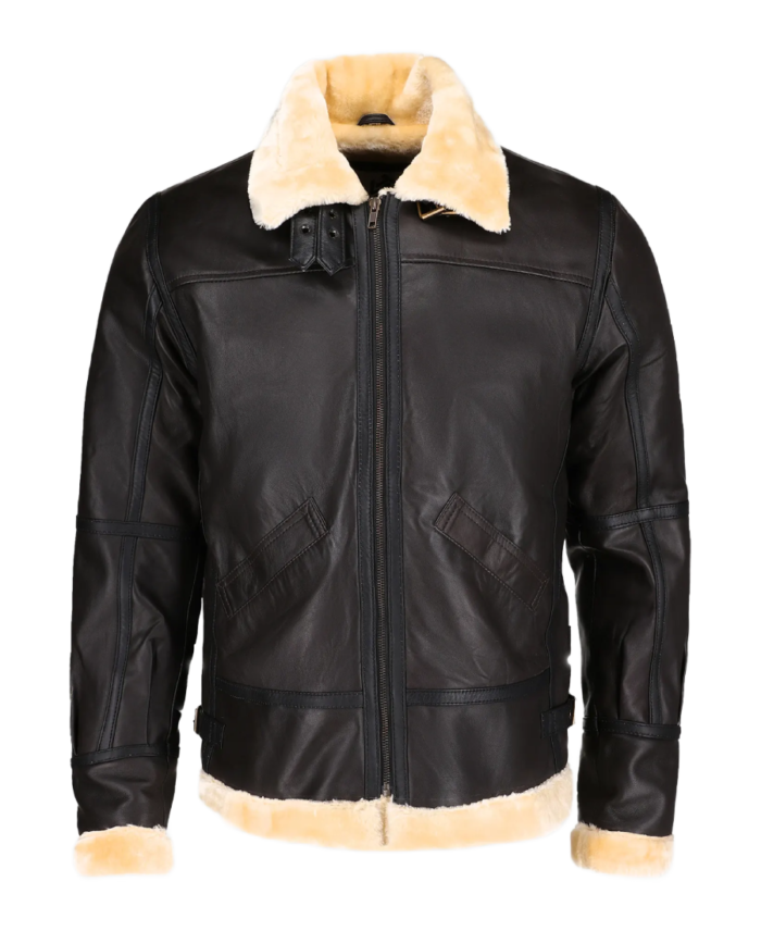 Steve Men’s Brown B-3 Bomber Leather Jacket