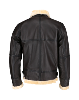 Steve Men’s Brown B-3 Bomber Leather Jacket Back