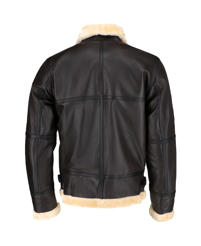 Steve Men’s Brown B-3 Bomber Leather Jacket Back