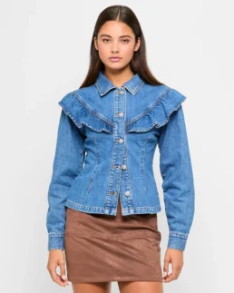 Target Denim Flounce Jacket - Trendy Leather Jackets