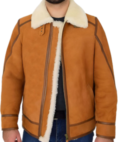 Tejan Men’s Brown B-3 Bomber Leather Jacket