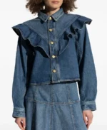 Ulla Johnson Ruffle-Detail Denim Shirt - Trendy Leather Jackets