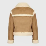 Women’s Brown Shearling Suede Jacket - Image 3