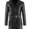 Women Black Leather Trench Coat