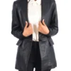 Women Leather Black Blazer