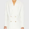 Women White Double Breasted Blazer