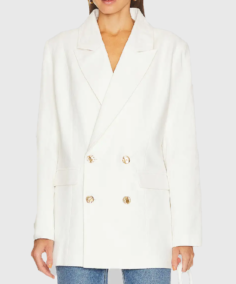 Women White Double Breasted Blazer