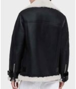 Women’s Black Biker Shearling Jacket - Image 4