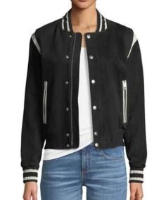 Women’s Black Fleece Bomber Jacket Front