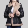 Women’s Black Leather Faux Shearling Jacket