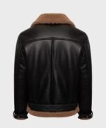 Women’s Black Leather Shearling Jacket - Image 2