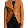 Women’s Camel Brown Leather Blazer
