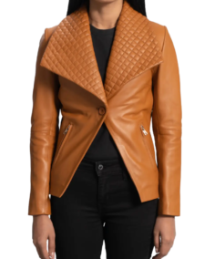 Women’s Camel Brown Leather Blazer