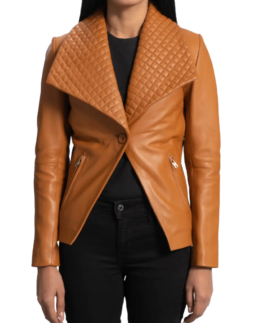 Women’s Camel Brown Leather Blazer