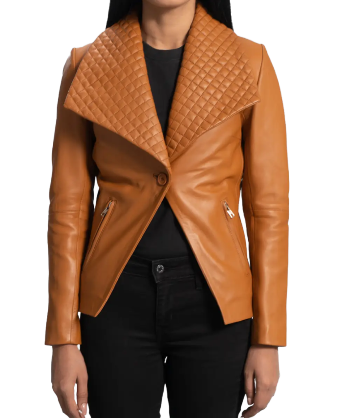 Women’s Camel Brown Leather Blazer