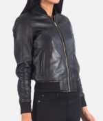 Women’s Classic Bomber Leather Jacket Side