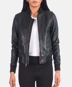Women’s Classic Bomber Leather Jacket Front