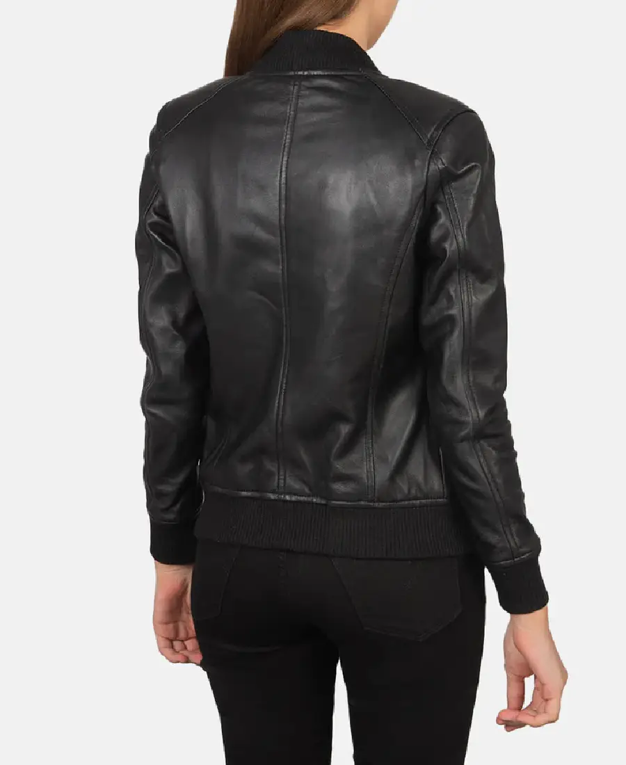 Women’s Classic Bomber Leather Jacket Back
