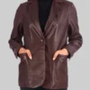Women’s Maroon Leather Blazer