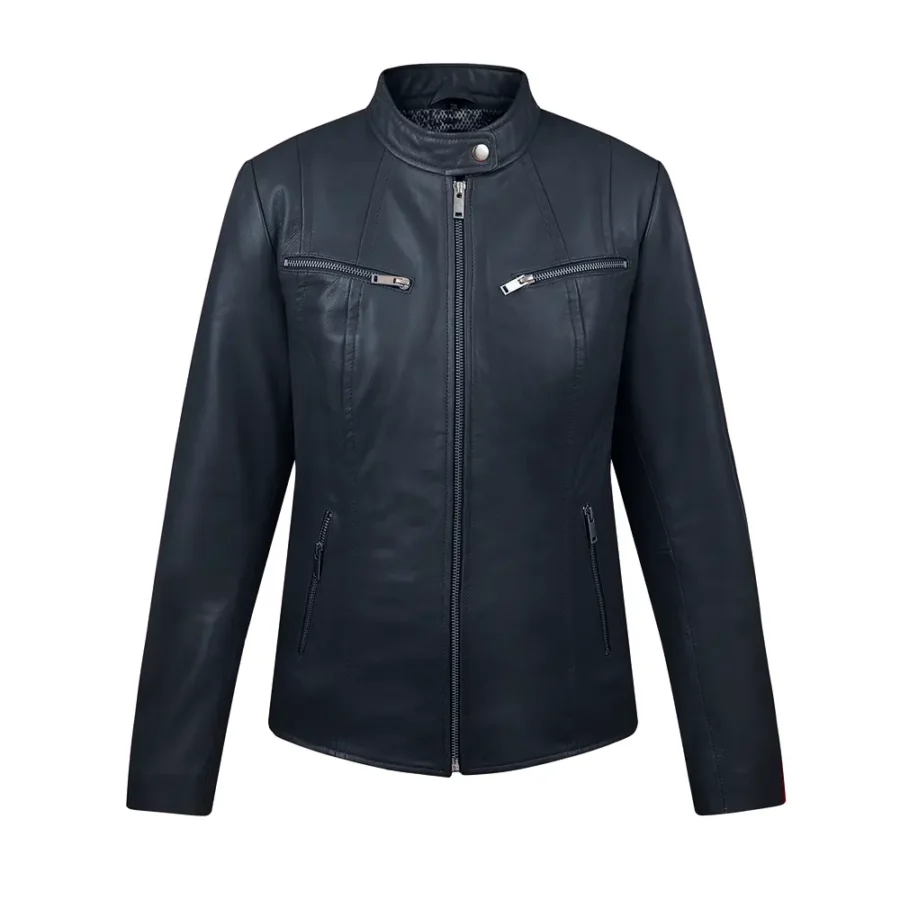 Alternative view of Women's Navy Racer Leather Jacket