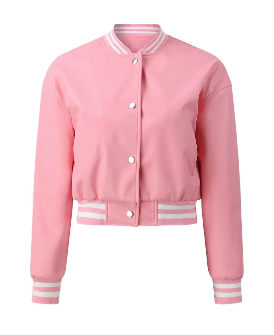 Women’s Pink Leather Varsity Jacket Women’s Pink Leather Varsity Jacket
