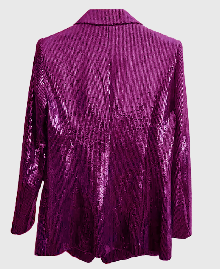 Women's Pink Sequin Blazer Back