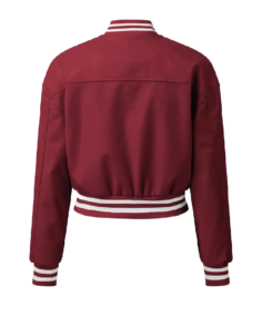 Women’s Plain Burgundy Leather Varsity Jacket Back Side