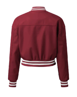 Women’s Plain Burgundy Leather Varsity Jacket Back Side
