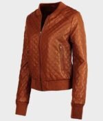 Women’s Quilted Brown Leather Jacket