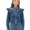 Women's Ruffle-Detail Denim Shirt Jacket
