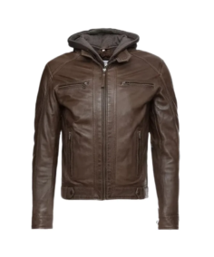 Lambskin Hooded Dark Brown Leather Jacket