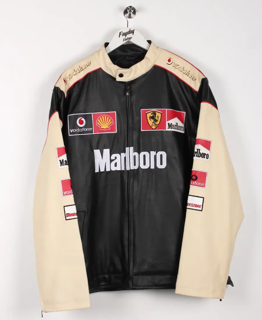 90's Marlboro Ferrari Leather Jacket – Rare F1 Vintage Style