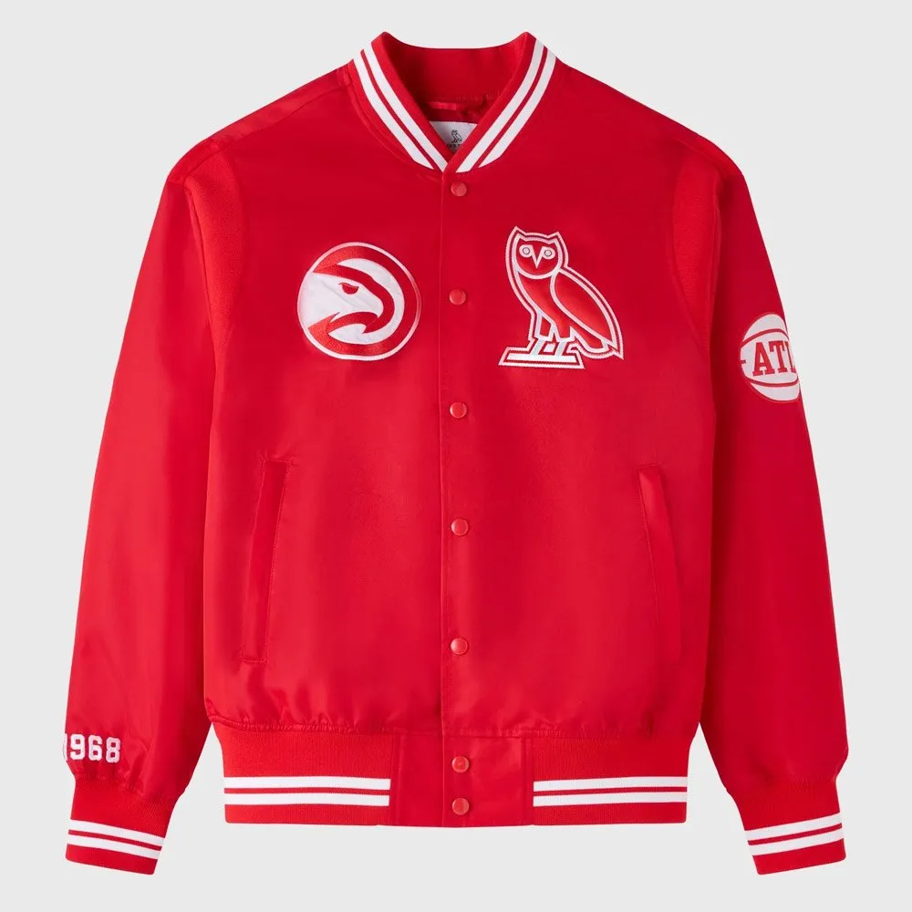 Atlanta-Hawks-Ovo-Jacket.jpg Nba Atlanta Hawks Red Bomber Jacket - Image 1