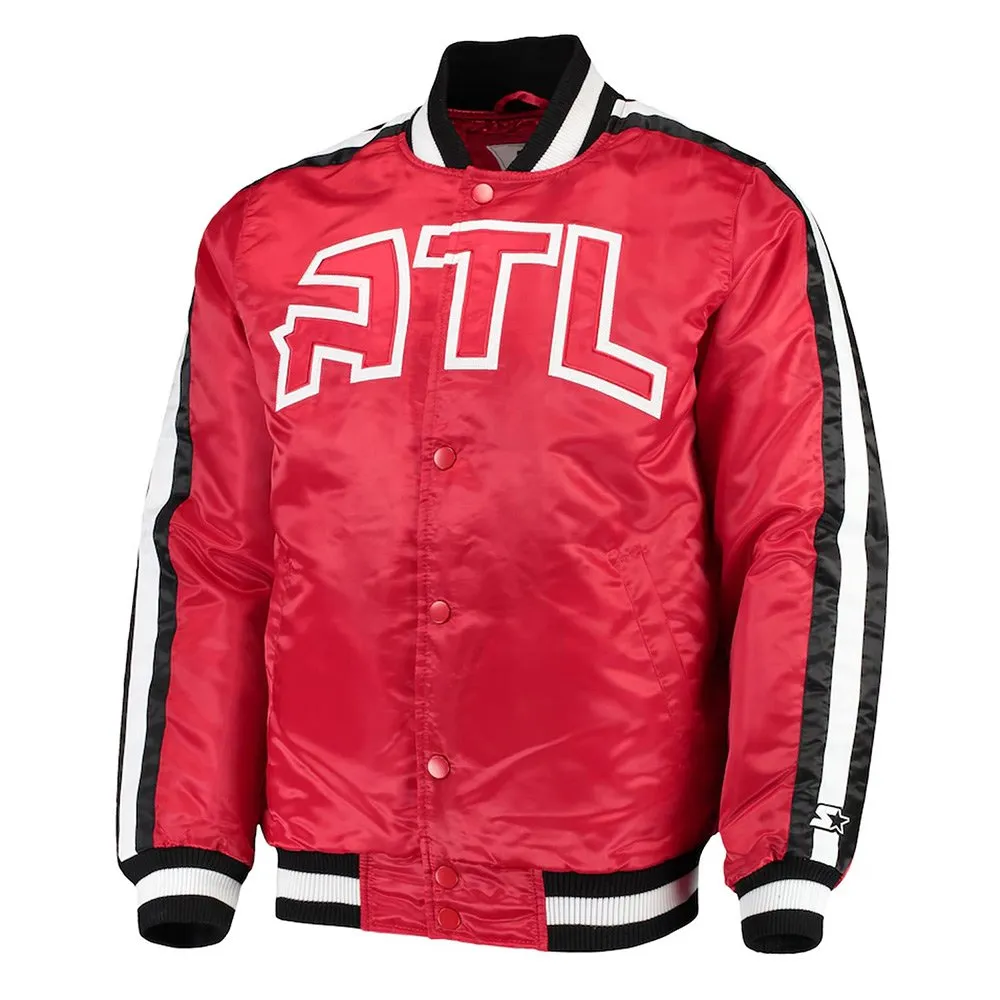 Atlanta-Hawks-The-Offensive-Jacket.jpg Atlanta Hawks The Offensive Red Varsity Satin Jacket - Image 1