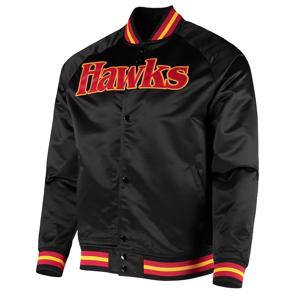 Atlanta Hawks Black Classic Satin Jacket Atlanta Hawks Black Classic Satin Jacket - Trendy Leather Jackets