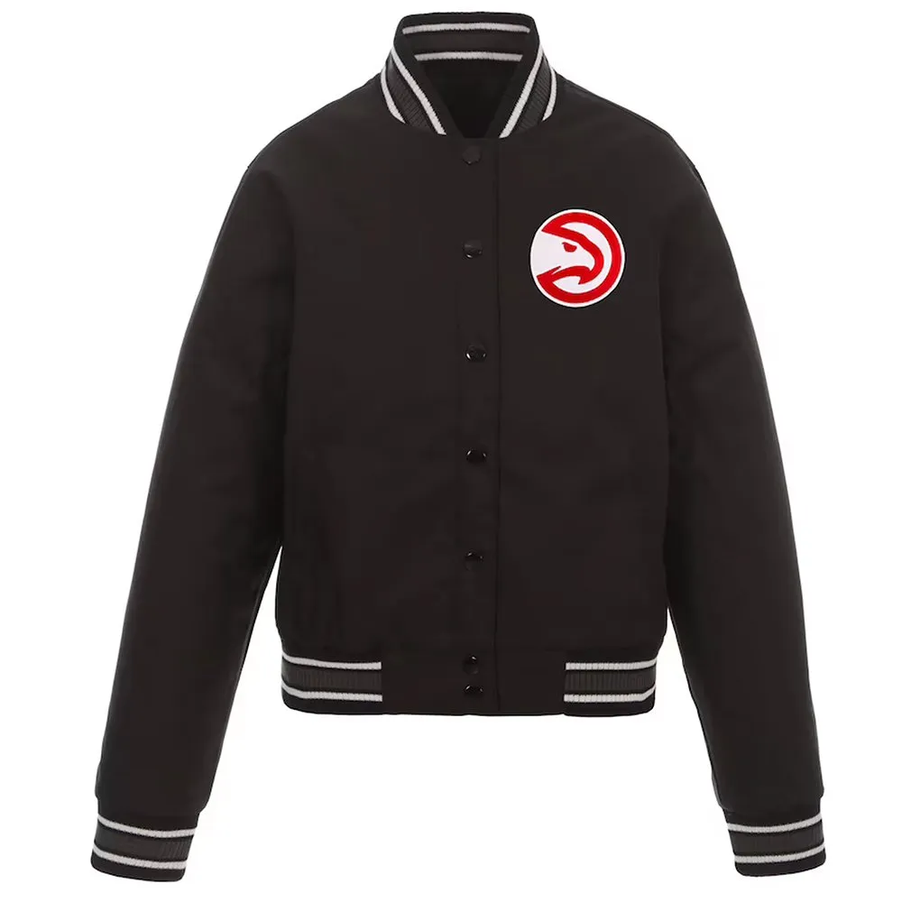 Poly-Twill-Atlanta-Hawks-Black-Jacket.jpg Atlanta Hawks Black Poly Twill Jacket - Image 1