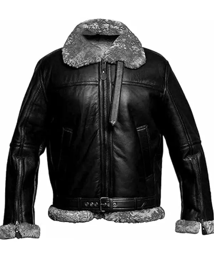 Men’s B3 Black Shearling Bomber Jacket