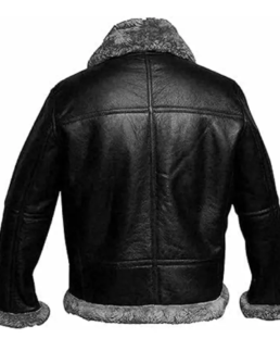 Men’s B3 Black Shearling Bomber Jacket Back