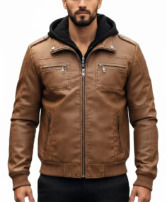 Men’s Vintage Brown Leather Bomber Jacket