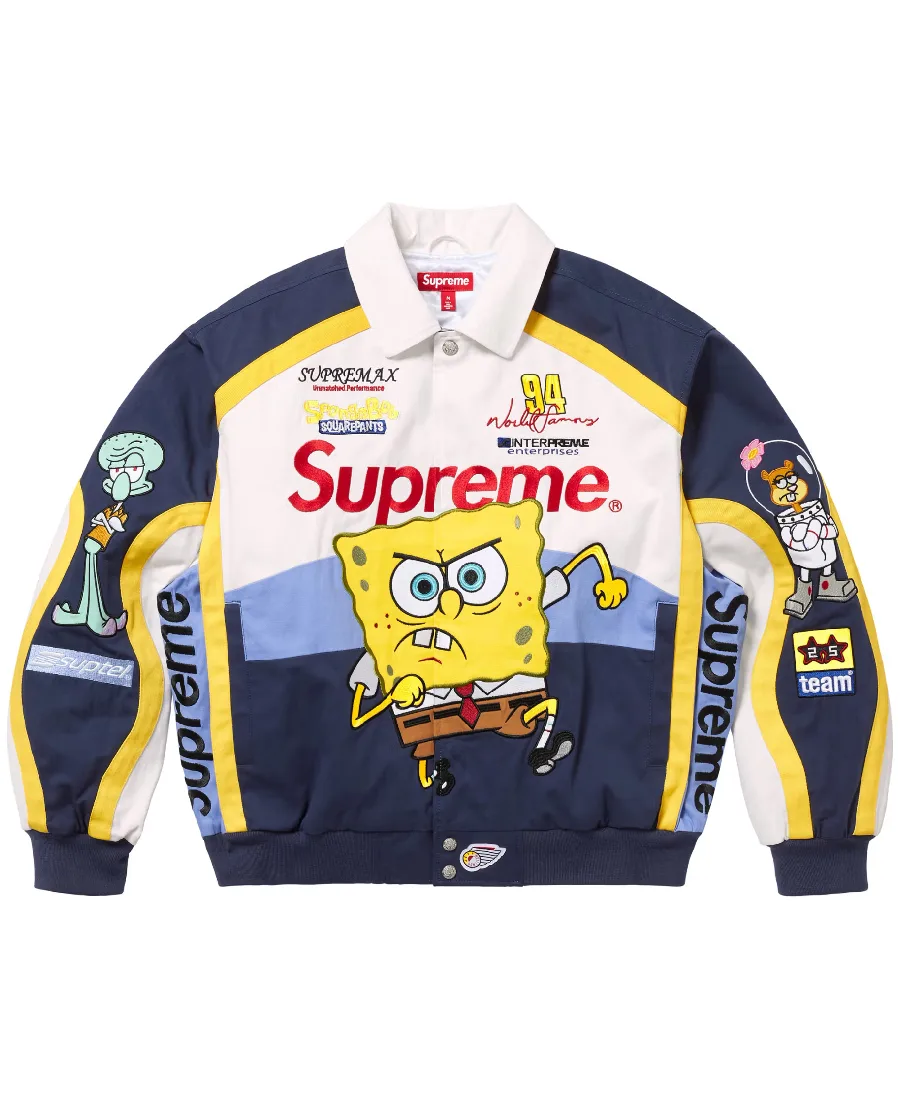 Supreme SpongeBob Racing Jacket サイズL Supreme Spongebob Squarepants Racing Jacket | Trendy Leather Jackets