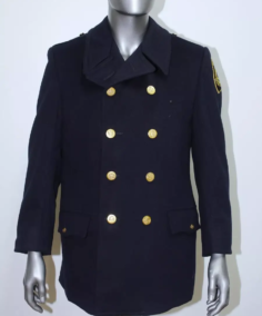 Vintage Navy Blue Wool Reefer Pea Coat