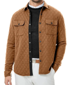 Diamond Quilted Pattern Brown Jacket