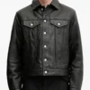 Men’s Button-Fastening Leather Jacket Front