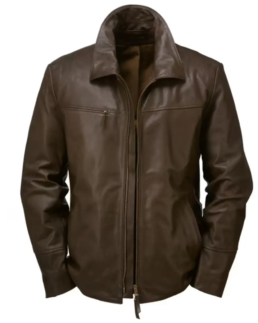 Men's Cowhide Dark Brown Jacket