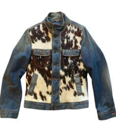 Men's Cowhide Western Cowboy Denim Jacket