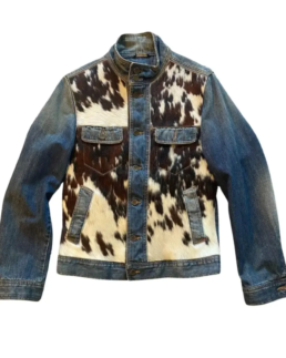 Men's Cowhide Western Cowboy Denim Jacket